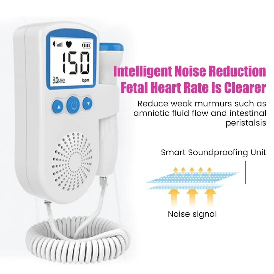 Doppler Fetal Portable Pregnancy Baby Heart Rate Monitor | Prenatal Heartbeat Listening Device