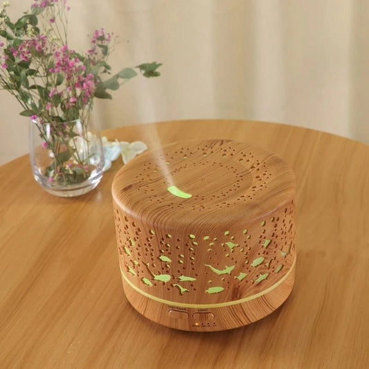 Ultrasonic Aroma Diffuser Humidifier with Remote | 500ml | Wood Color