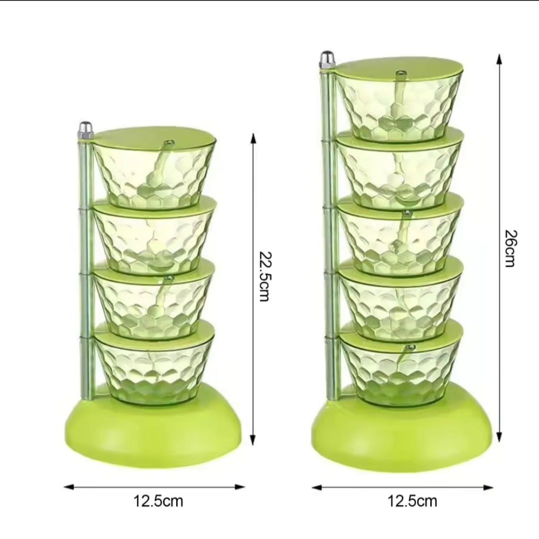 5 Layer Rotating Spice Seasoning Stand | Acrylic Spice Rack Organizer