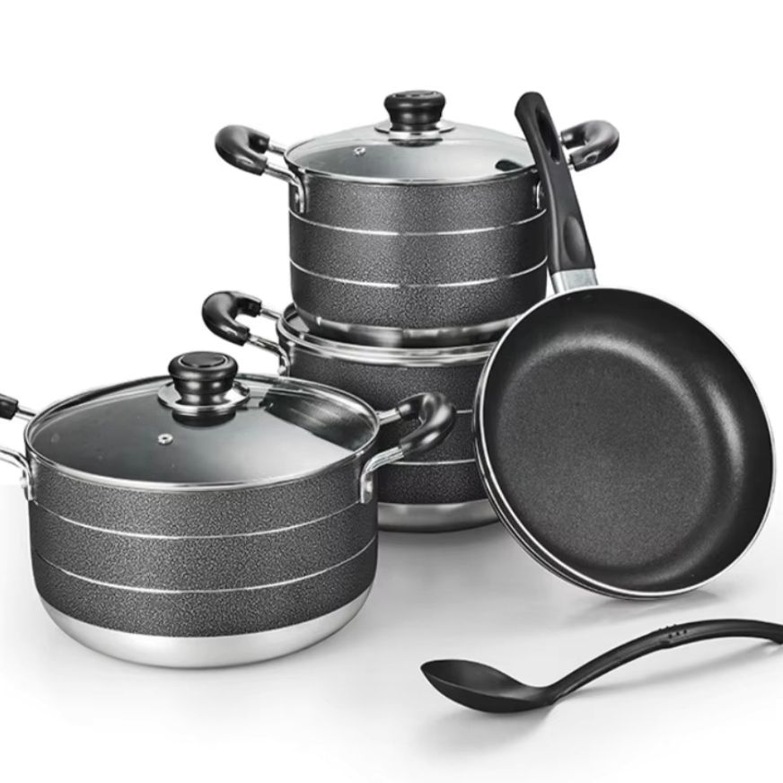 Nonstick JP Cookware Set | 5 Pots with Lids | Granite Coating for Easy Cooking