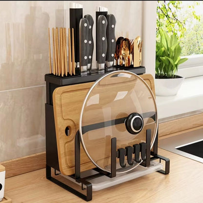 Wall Mounted Knife Rack | Kitchen Chopstick, Chopping Board & Pot Lid Storage Organizer