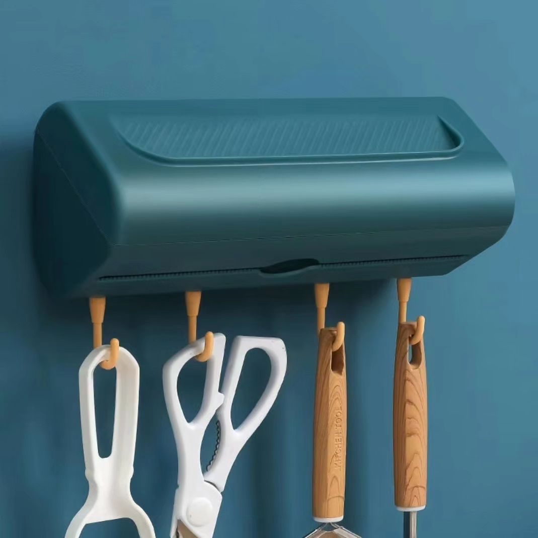 Wall Mounted Kitchen Tissue & Cling Foil Dispenser | Available in White & Dark Green | Size: 27.7cm x 11.0cm x 15.5cm