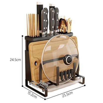 Wall Mounted Knife Rack | Kitchen Chopstick, Chopping Board & Pot Lid Storage Organizer