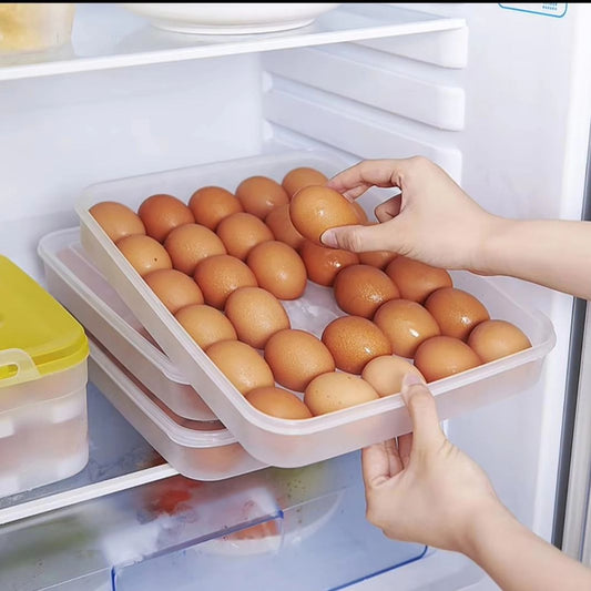 30pcs Stackable Egg Tray | Durable PP Egg Storage Solution | Efficient Kitchen Organizer