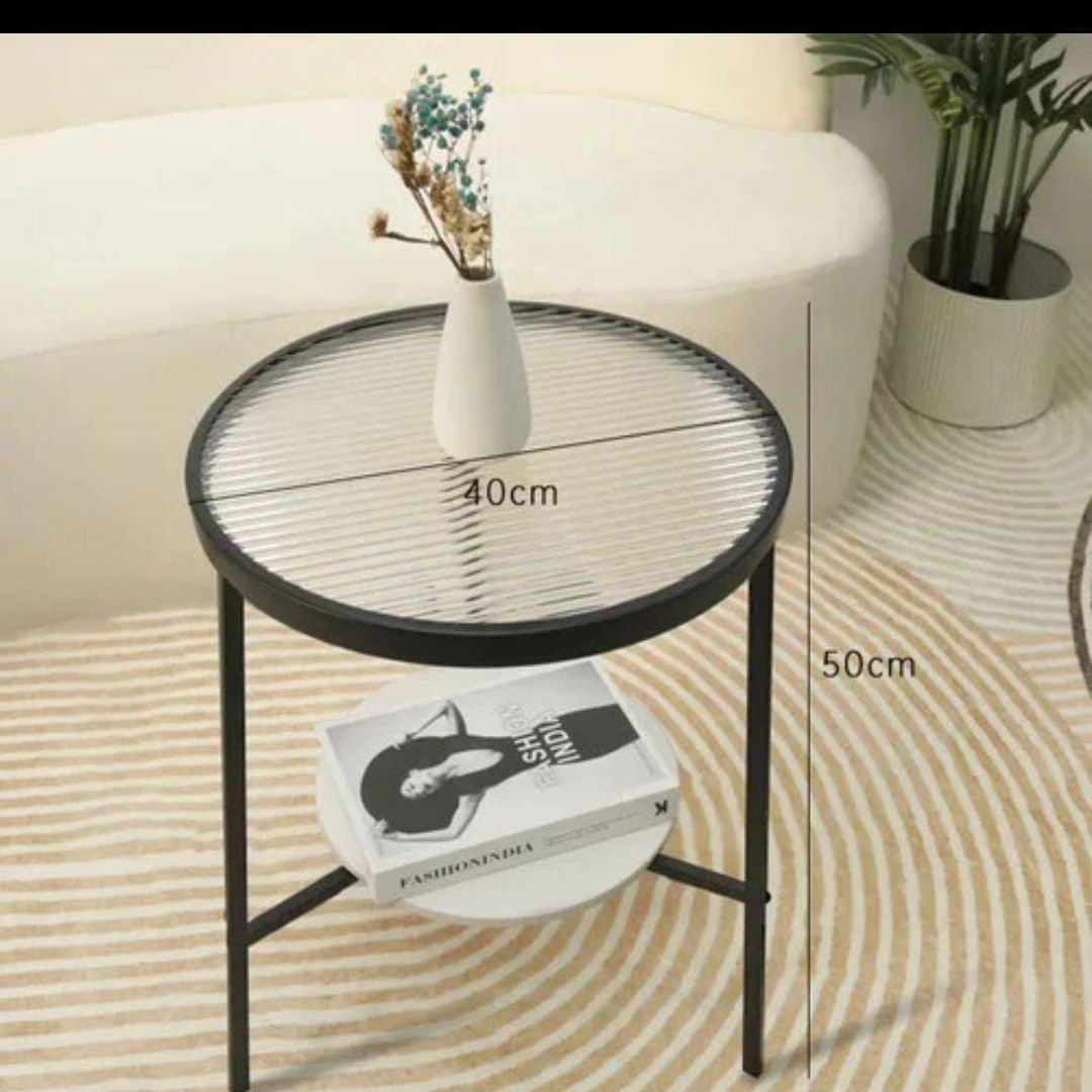 Stone Plate Side Table Living Room Simple Mobile Corner Table Sofa round Glass Mini Side Table Creative Small Coffee Table size 40*50