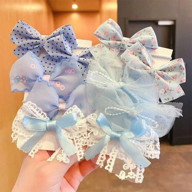 Cute Bowknot Flower Scrunchies Set | Kawaii Elastic Hair Rubber Bands for Girls