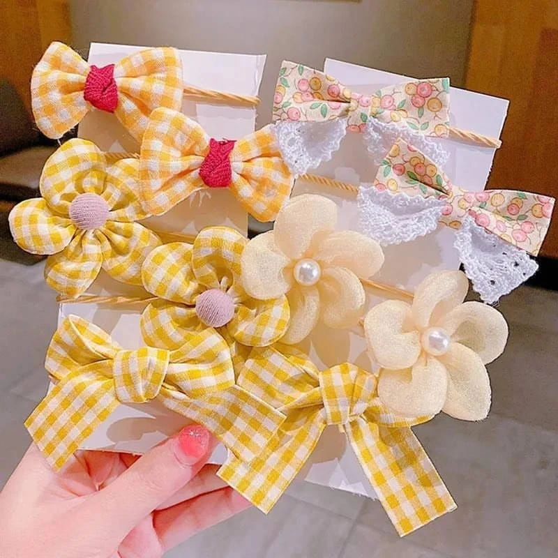 Cute Bowknot Flower Scrunchies Set | Kawaii Elastic Hair Rubber Bands for Girls