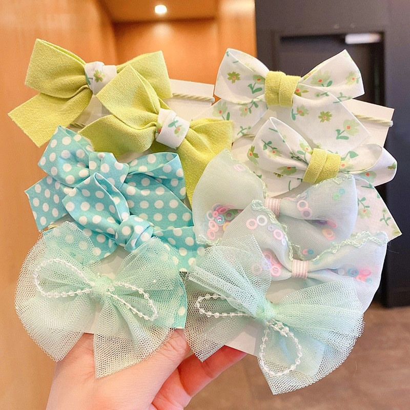 Cute Bowknot Flower Scrunchies Set | Kawaii Elastic Hair Rubber Bands for Girls