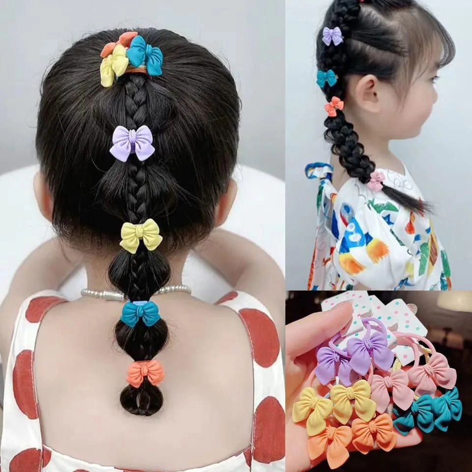 2pcs Cute Bowknot Elastic Hair Bands | Candy Color Bow Hair Ties for Girls & Children