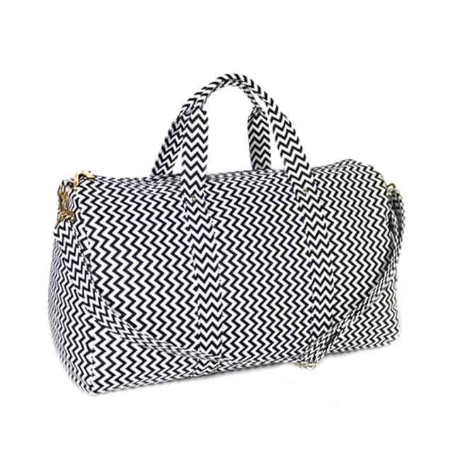 Duffel Sports Bag | Large Capacity | Black and White Striped | Waterproof Material