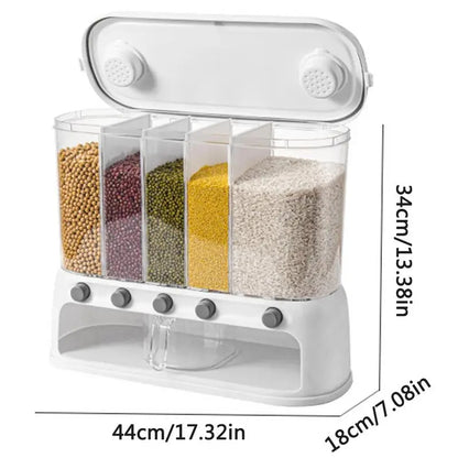 Acrylic Partitioned Rice/Cereal Dispenser