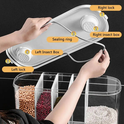 Acrylic Partitioned Rice/Cereal Dispenser