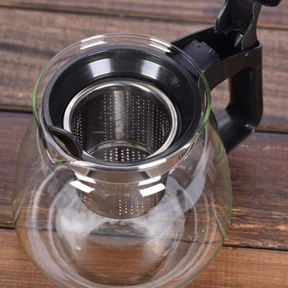 High-Temperature Resistant Borosilicate Glass Infusion Teapot with Stainless Steel Strainer