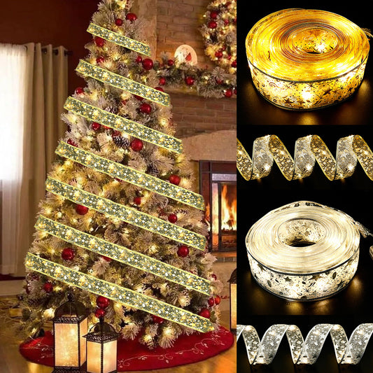 10M LED Battery-Powered Ribbon Lights | Festive Christmas Decoration Ornament