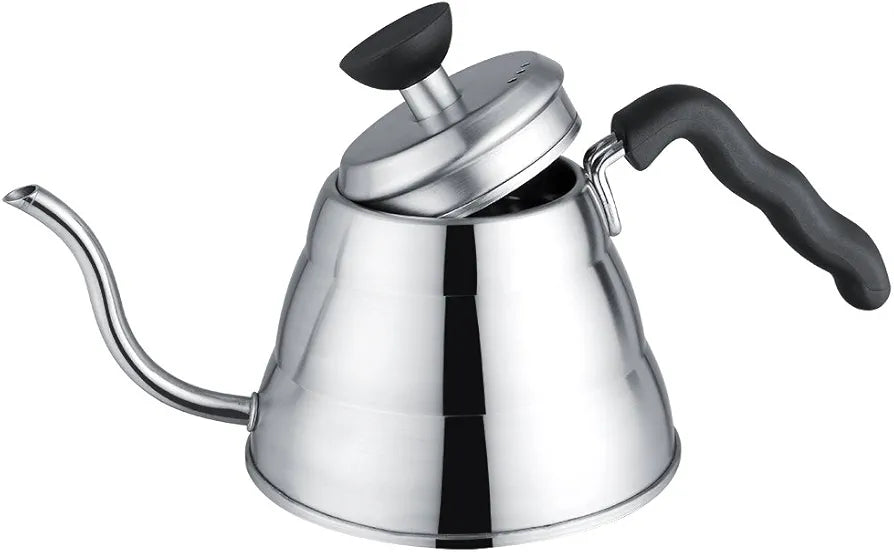 High Quality Stainless Steel 1000ml Capacity Gooseneck Drip Coffee Kettle with Heat-resistant Plastic Handle | Works on All Stovetops