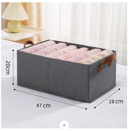 Steel Frame Foldable Durable Non-Woven Fabric Storage Box| Home Office Storage| Bedroom | Living Room Closet Organizer| Wardrobe Clothing Organizer for Jeans Pants Socks Shirts Underwear  Sweaters  47cm x 28cm x 20cm, Green, Grey