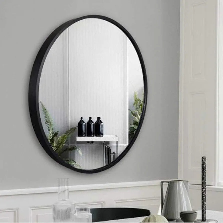 40cm Black Oval Shaped Unbreakable Mirror with Frame – Modern Decorative Wall Mirror