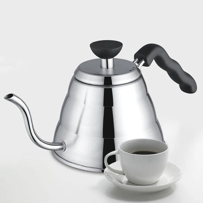 High Quality Stainless Steel 1000ml Capacity Gooseneck Drip Coffee Kettle with Heat-resistant Plastic Handle | Works on All Stovetops