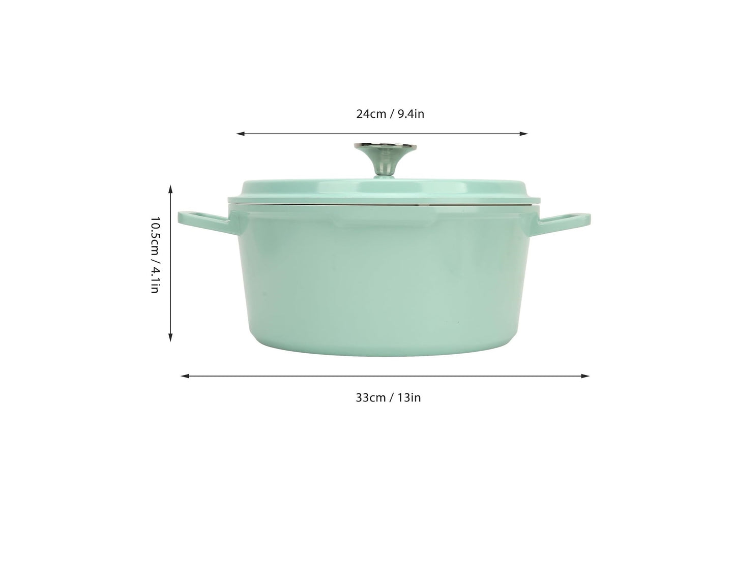 Single Enamel Cast Iron Cooking Pot | Heavy Duty, Durable Cookware for Cooking, Baking, and Serving | 24 cm | Green and Black