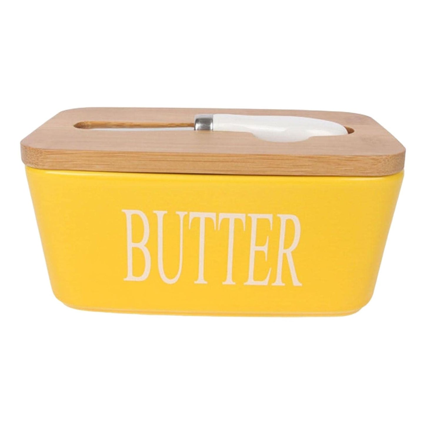 850gms  High-quality Ceramic Butter Dish with Bamboo Lid| Multicolor | Multiuse Preservation Box Ceramic Butter Dish| Kitchen, Dining