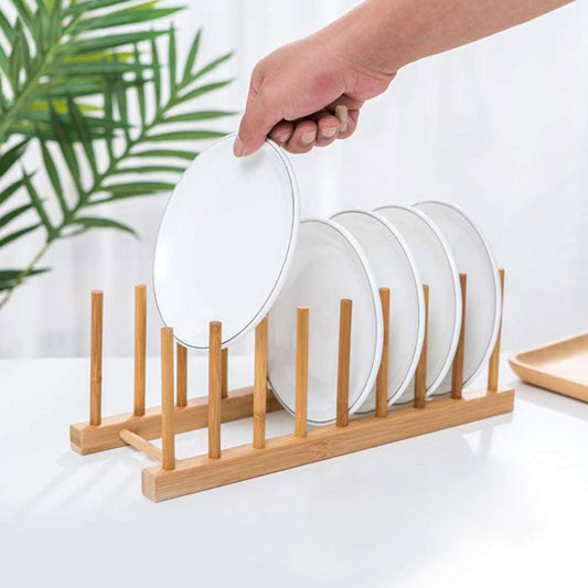 Wooden Plate/Lid Rack | Efficient Kitchen Storage Organizer | Space-Saving Design