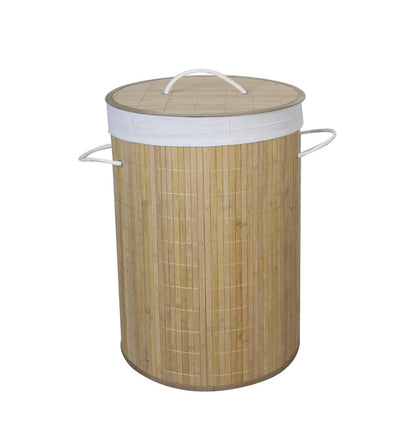 Eco-Friendly Round- Shaped Bamboo Bathroom & Bedroom Laundry Basket | Round Bamboo Laundry Bin Basket  | Laundry Towels Storage Bins