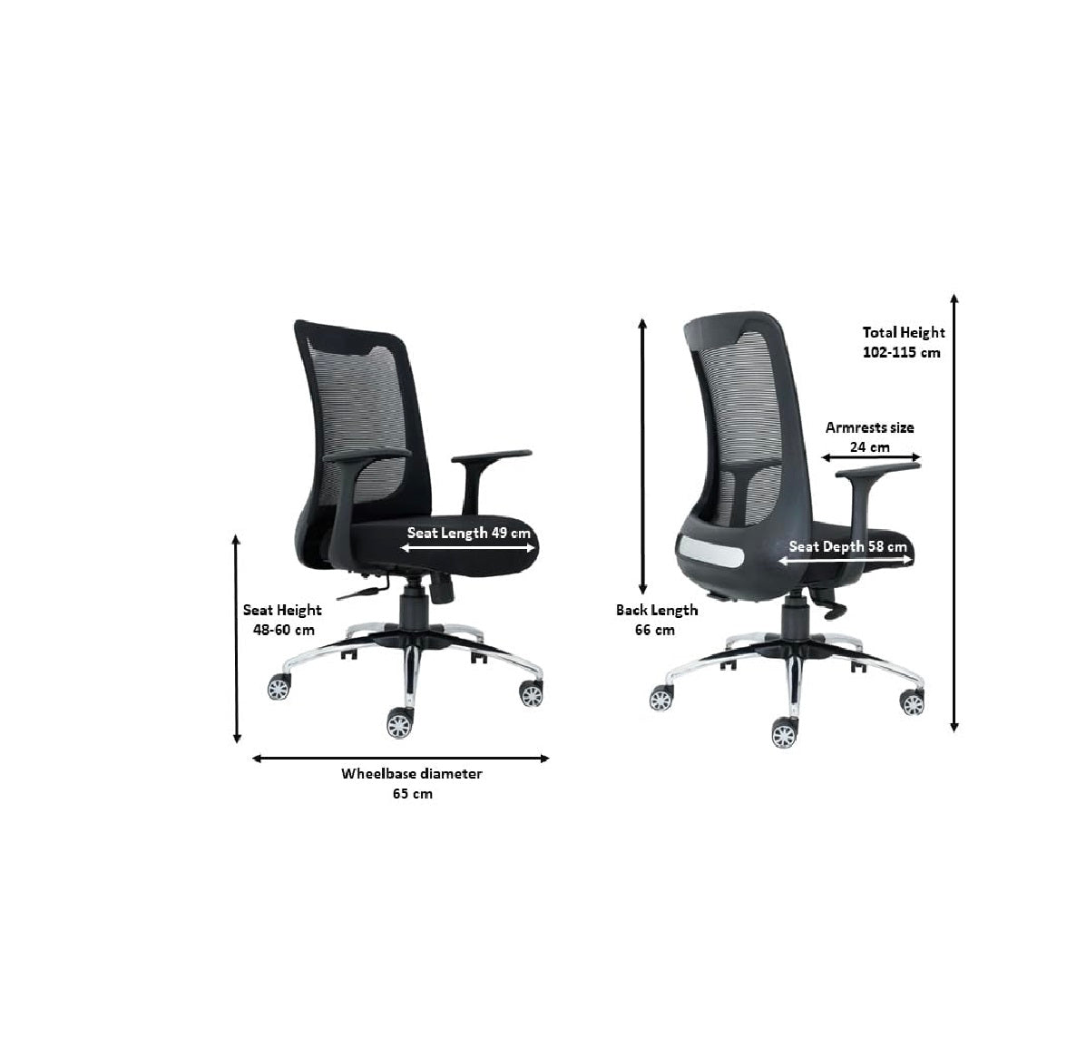 Ergonomic Mesh Office Chair with Adjustable Armrests | High Back Support, Black