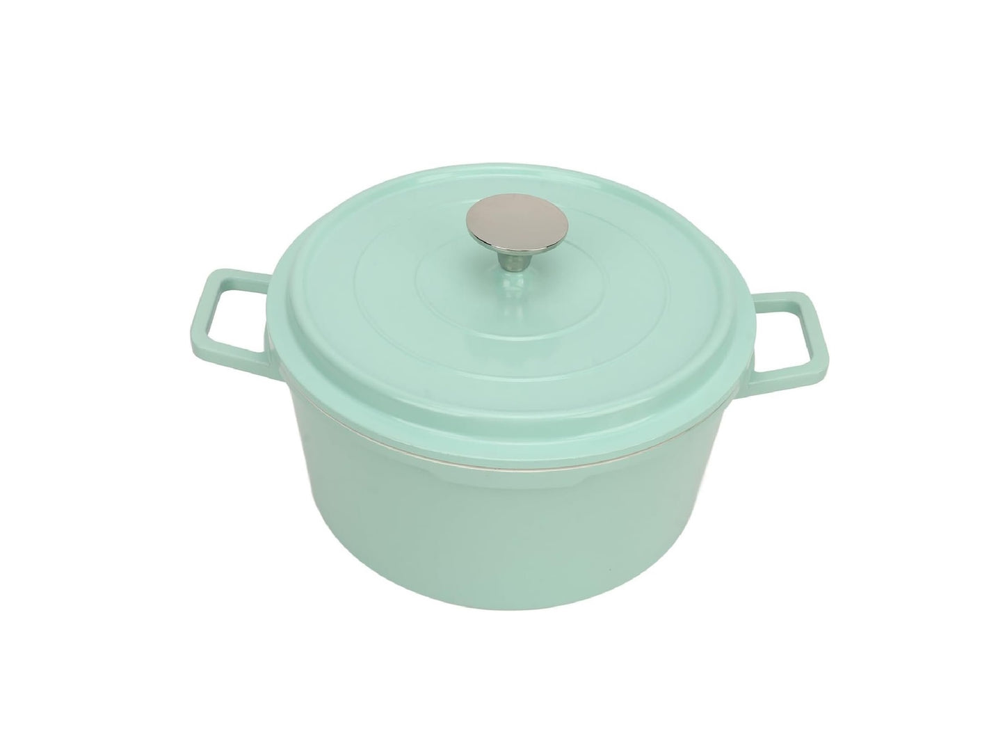 Single Enamel Cast Iron Cooking Pot | Heavy Duty, Durable Cookware for Cooking, Baking, and Serving | 24 cm | Green and Black