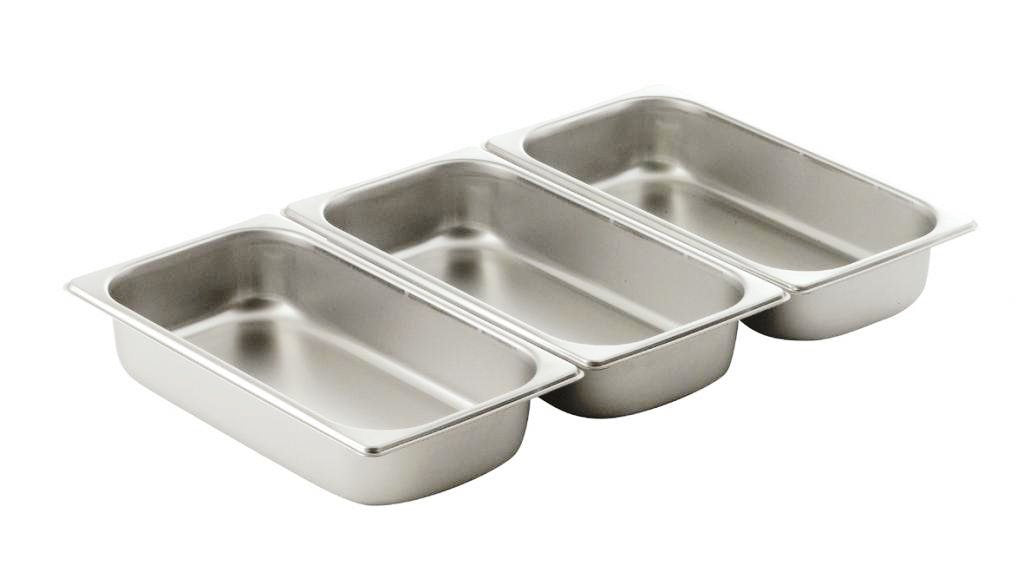 3 pcs Food Pan Inserts for SG 433/3 Triple Cheffing Dish | Stainless Steel Replacement Pans | 9 Liter Capacity Each