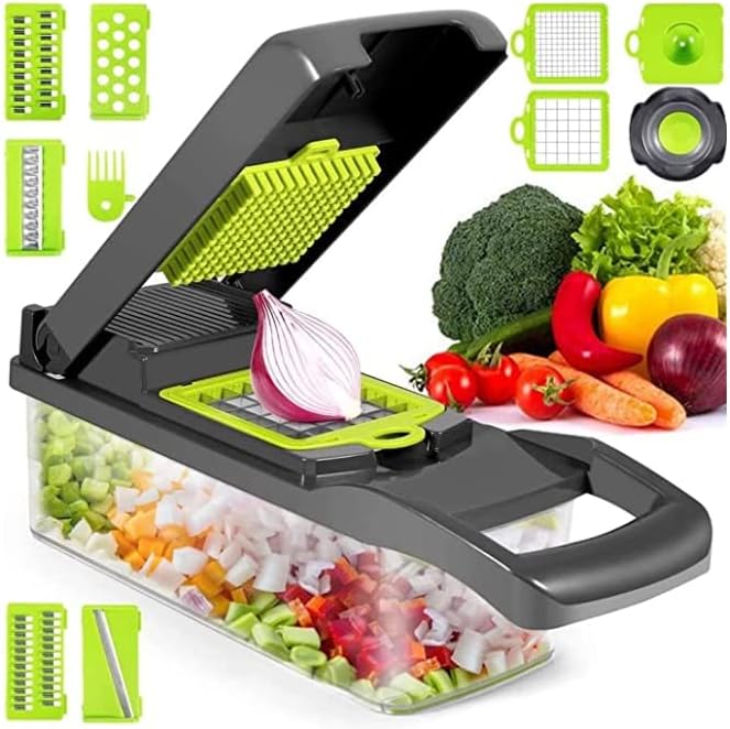 16 Piece Vegetable Cutter Set | High Quality Plastic and Stainless Steel for Cutting, Slicing, and Dicing