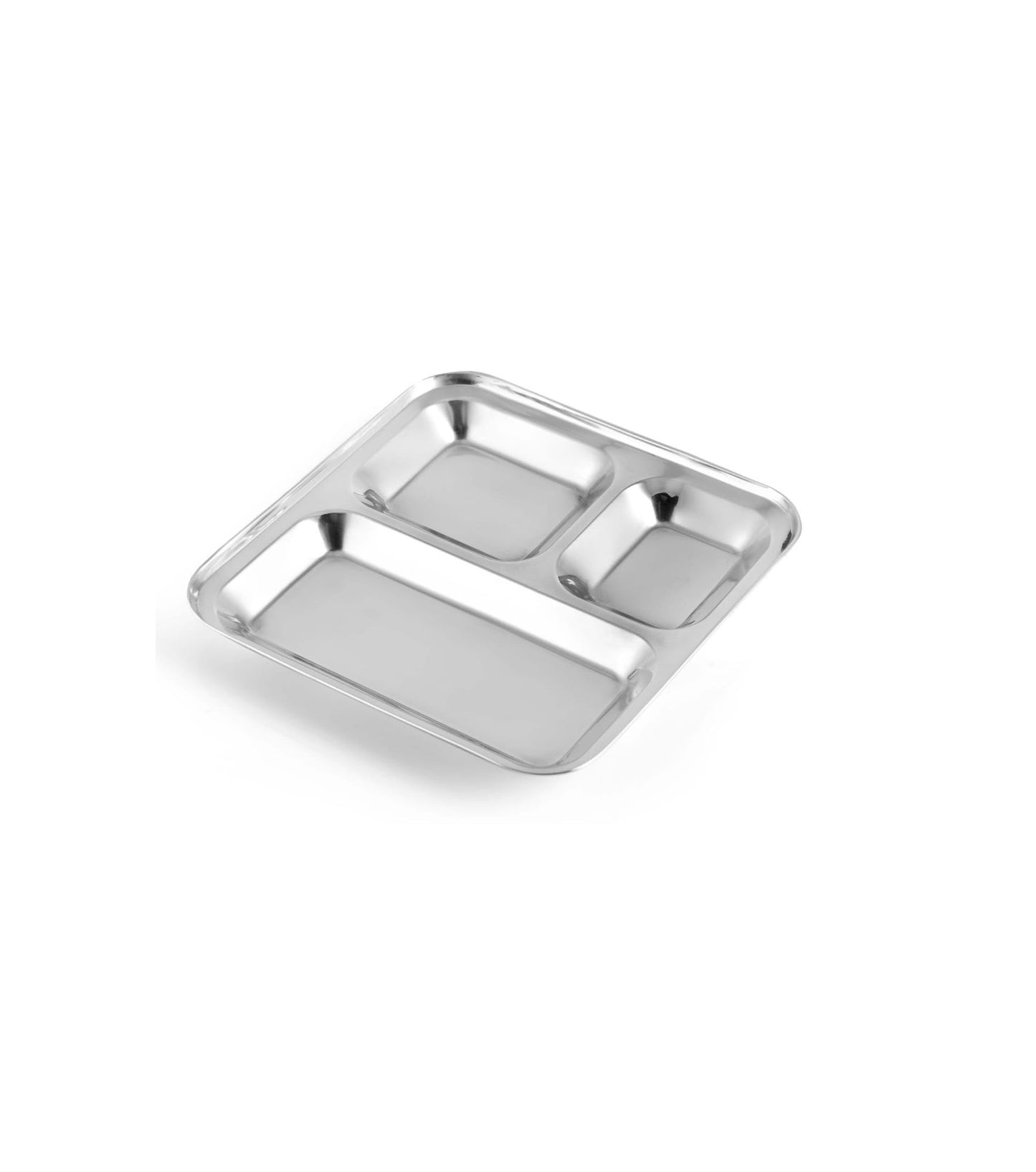 24 -piece 21 x 21 cm Square Stainless Steel Pav Bhaji (Partition) Plates Set