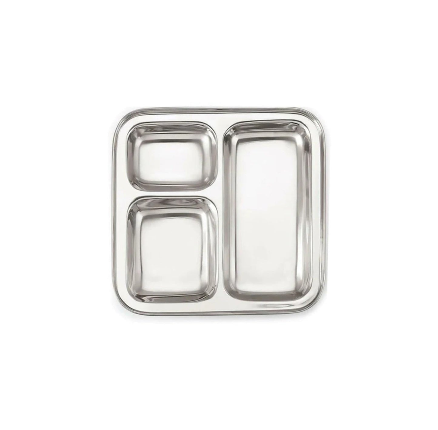 24 -piece 21 x 21 cm Square Stainless Steel Pav Bhaji (Partition) Plates Set