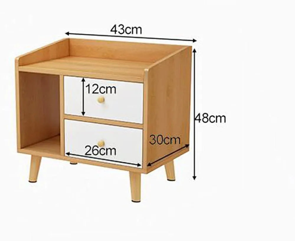 Modern Wooden Nightstand | Minimalist Bedside Table with Solid Wood Legs (43 x 30 x 48cm), Stylish & Practical End Side Table for Home Furniture