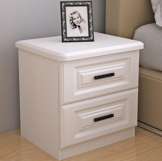 Nordic Luxury Double Drawer Bedside Cabinet – 50x45x35cm, White with Large Capacity Storage