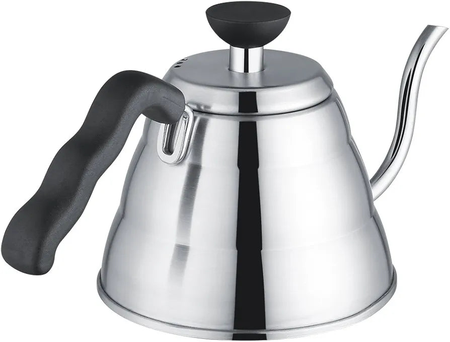 High Quality Stainless Steel 1000ml Capacity Gooseneck Drip Coffee Kettle with Heat-resistant Plastic Handle | Works on All Stovetops