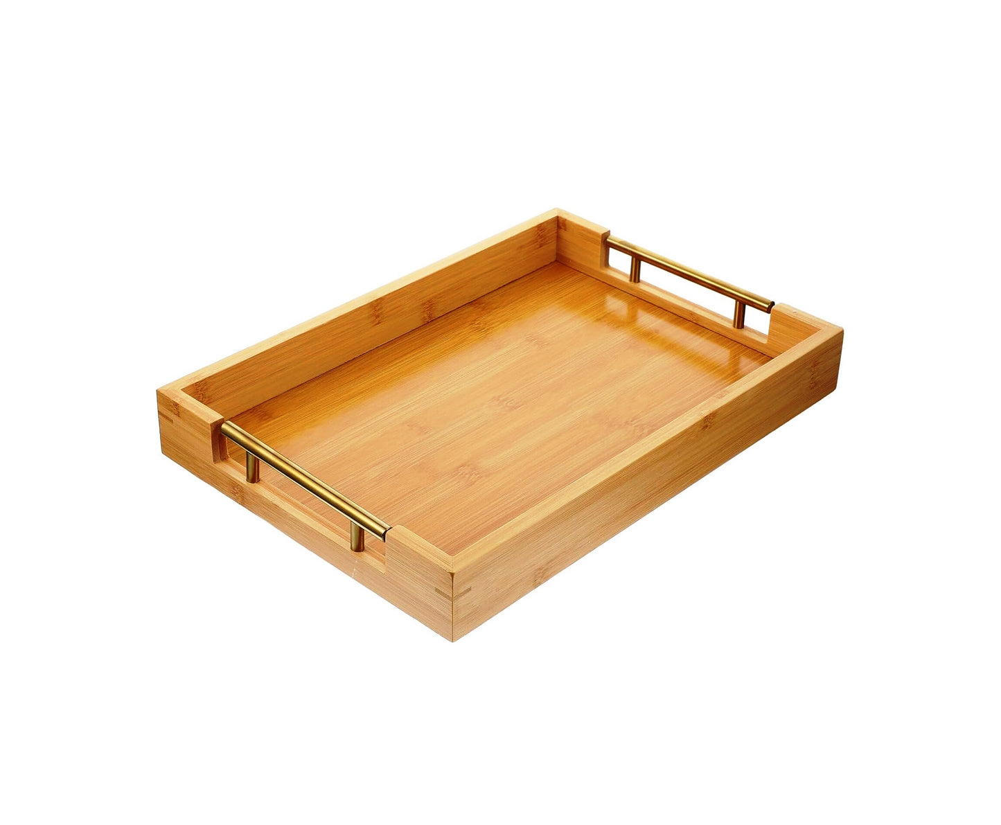 Bamboo 3 Piece Serving Trays with Gold Handles | Kitchenware