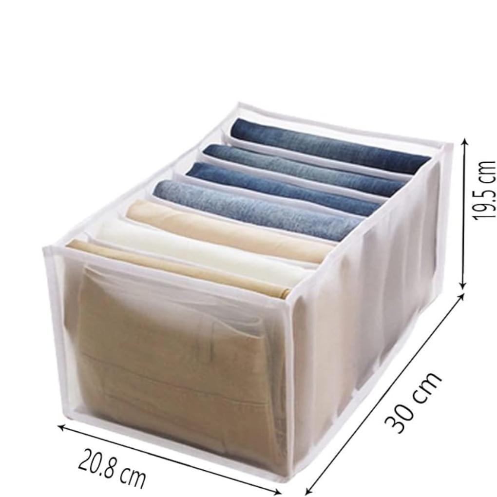 7 Grids Foldable Jeans|Sweaters|Pants|Spring & Autumn Trousers Fabric Wardrobe Clothes Closet Organizer Storage Box| Clothes Compartment Drawer Storage Organizer 30cm x 20.8cm x 19.5cm