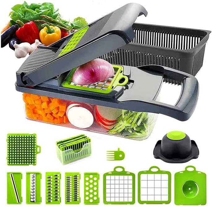 16 Piece Vegetable Cutter Set | High Quality Plastic and Stainless Steel for Cutting, Slicing, and Dicing