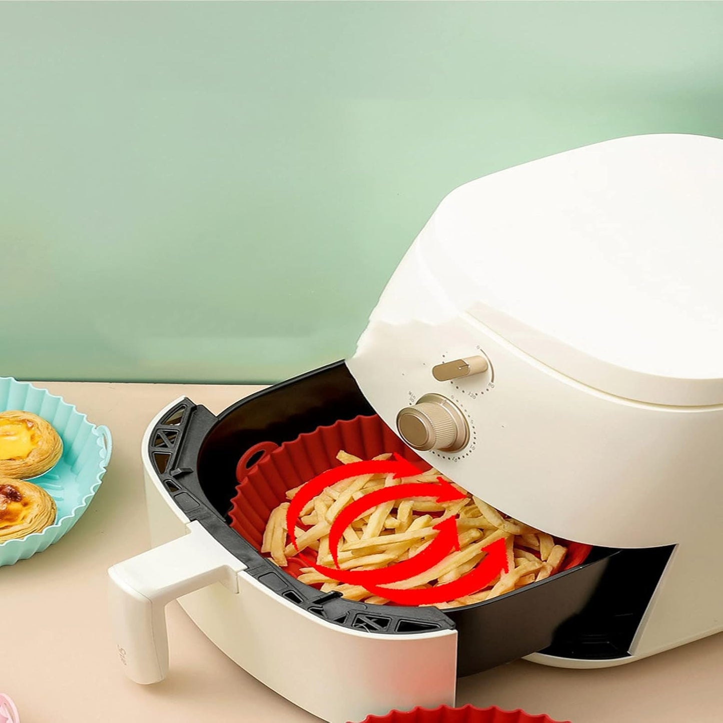 Reusable Silicone Air Fryer Mould | 22cm x 26cm | Non-stick, Secure, Flexible, Stain-resistant, Heat-resistant