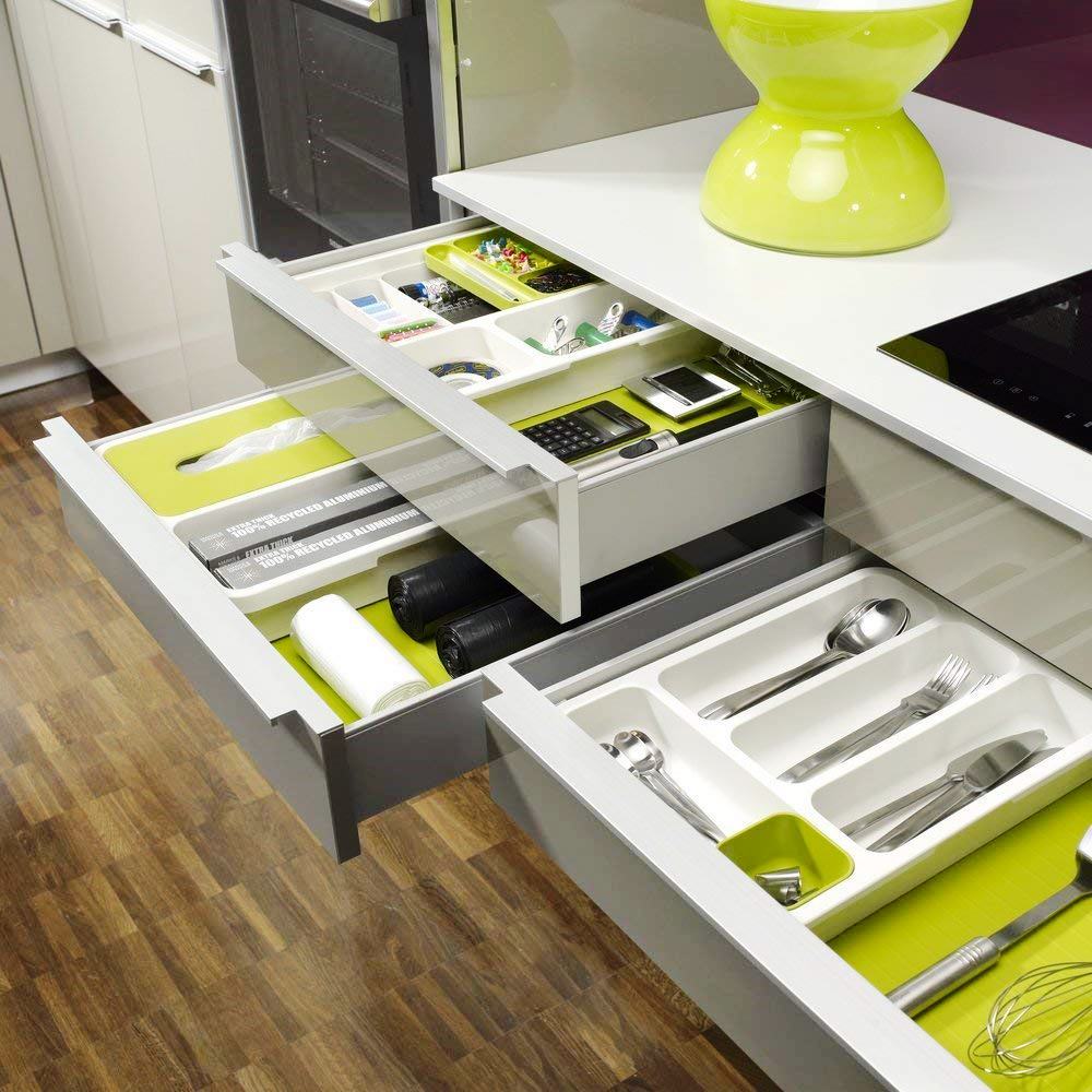 Drawer Store | Organizer Expandable Cutlery Tray Green & White