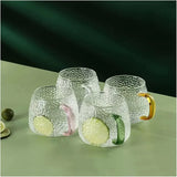 High Quality 350 ml Hammer Patterned Glass Cups with Gold Handles (Set of 6)