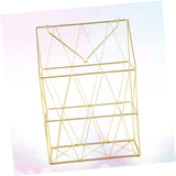 Golden Wall Mounted Magazine Desk Organizer | Stainless Steel | Metal Wire Newspaper Holder Hanging Magazine Rack File Holder Wall