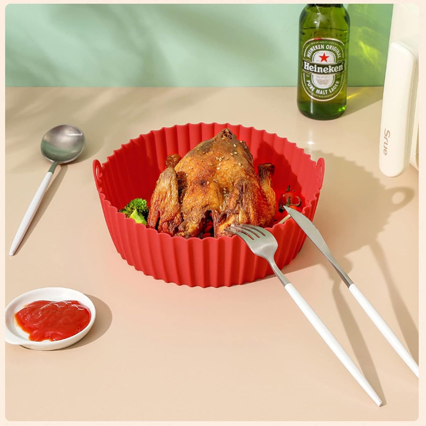 Reusable Silicone Air Fryer Mould | 22cm x 26cm | Non-stick, Secure, Flexible, Stain-resistant, Heat-resistant