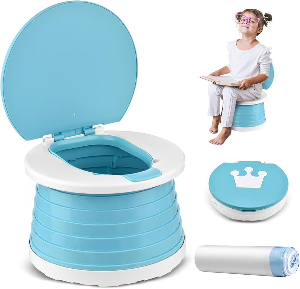 Baby Travel Collapsible Potty Toilet + Free Roll of Disposable Bags