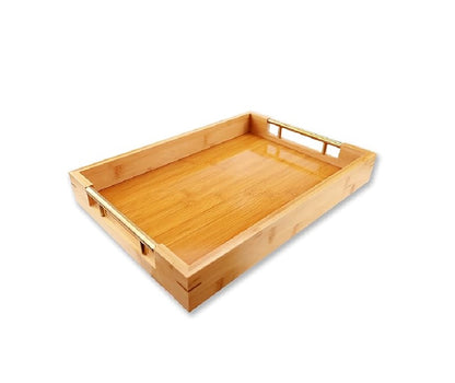 Bamboo 3 Piece Serving Trays with Gold Handles | Kitchenware