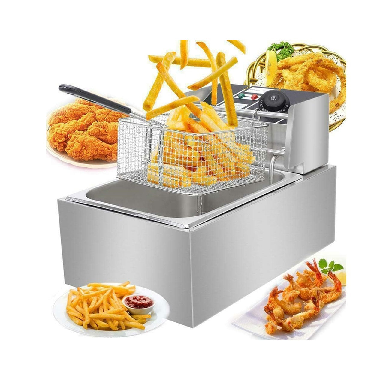 REDBERRY Premium Range Electric Fryer |  Single 6L | Stainless Steel Fryer with Cool Touch Handles