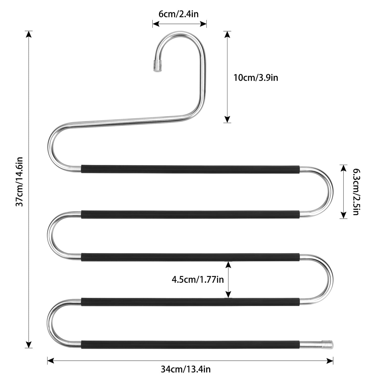 Stainless Steel 5-layer Multipurpose S-Shaped Non-Slip Hangers  | Efficient Closet Storage Organizer | Trouser, Ties, Scarves & Other Accessories