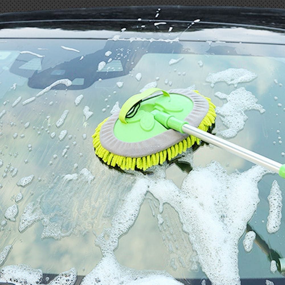 2in1 Car Cleaning Brush | Versatile Car Wash Mop in Green & Blue | Perfect For Cleaning Car Interiors, Exteriors, & Hard-to-reach Areas.