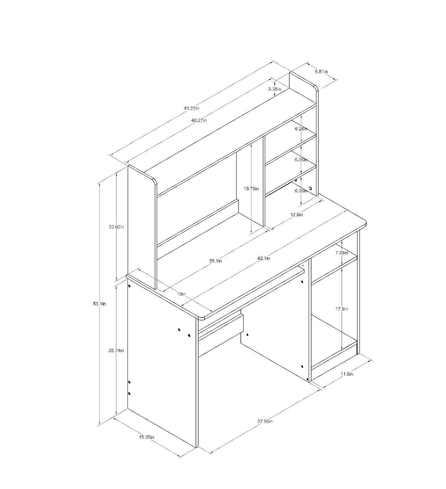 Multifunctional Computer Desk with Shelves, Drawer, and Cabinet – Space-Saving Study Office Desk