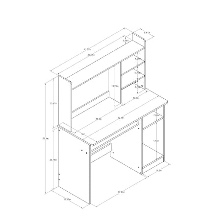 Multifunctional Computer Desk with Shelves, Drawer, and Cabinet – Space-Saving Study Office Desk